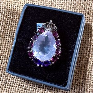 BNWT 13.6ct Rose Quartz Ring w Amethyst/Pink Tourmaline & Sterling Silver Rt$560